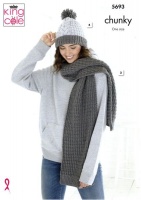Knitting Pattern - King Cole 5693 - Ultra Soft Chunky - Ladies Hats, Scarf & Snood